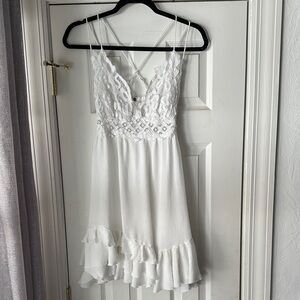 Free People White Lace Trim Dress